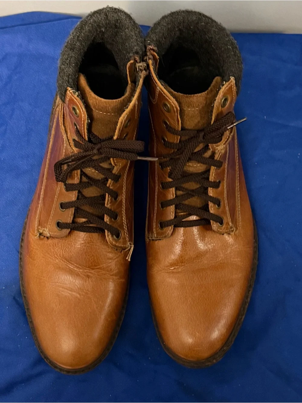 Men's Brown 100% Leather Lace-Up Boots